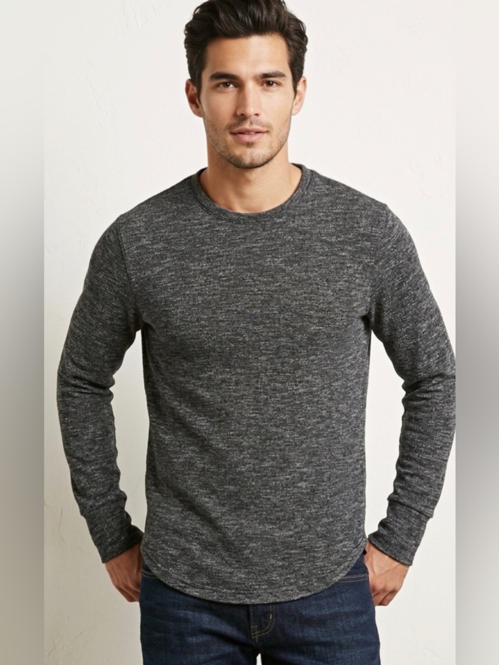 Forever 21 Men’s Grey Long Sleeve Crew Neck Shirt